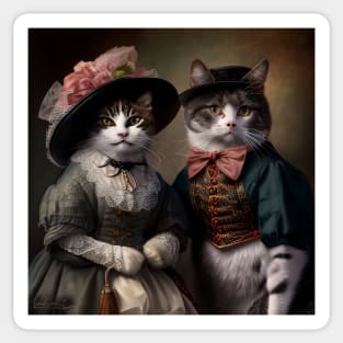 Cat Couple in Victorian Costume Sticker